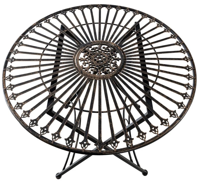 Table de jardin en métal Ø 71 cm style rustique bronze MDJ10216