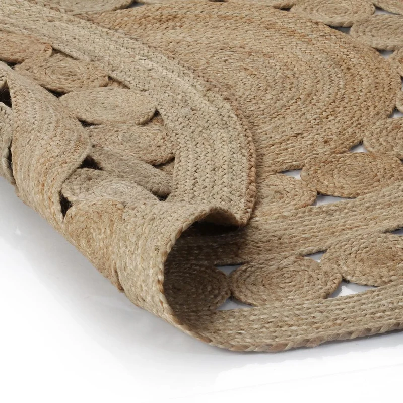 Tapis Jute design tressé 90 cm rond DEC023929