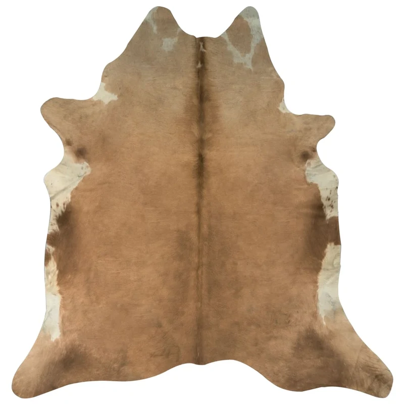 Tapis en peau de vache véritable Marron et blanc 150 x 170 cm DEC024017