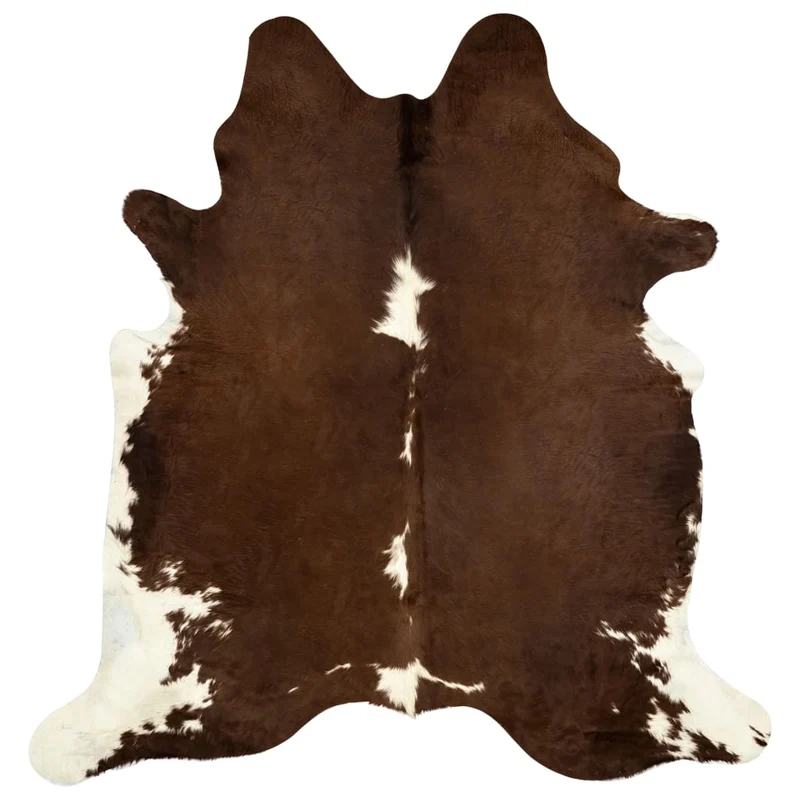 Tapis en peau de vache véritable Marron et blanc 150 x 170 cm DEC024017