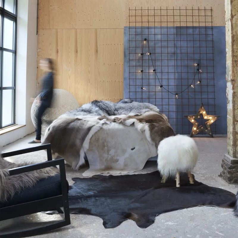 Tapis en peau de vache véritable Noir 150 x 170 cm DEC024014