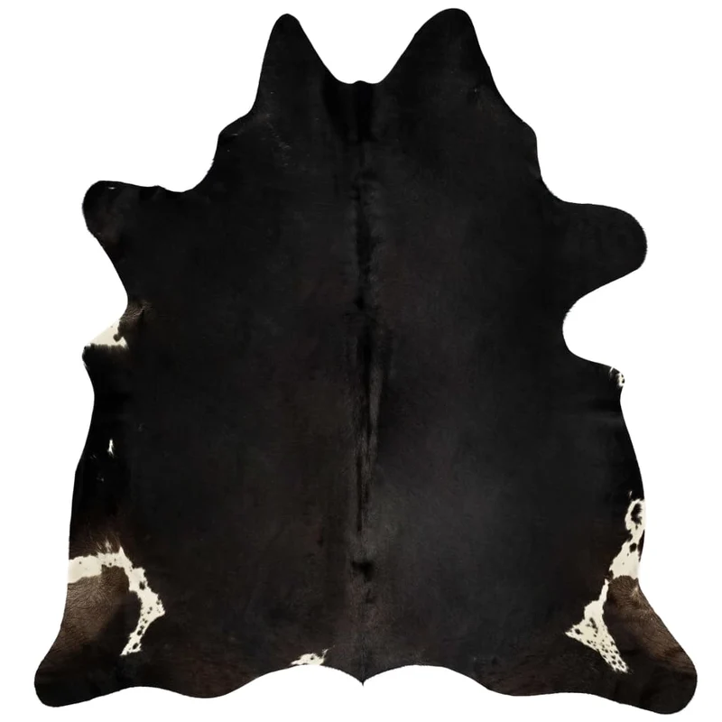 Tapis en peau de vache véritable Noir 150 x 170 cm DEC024014