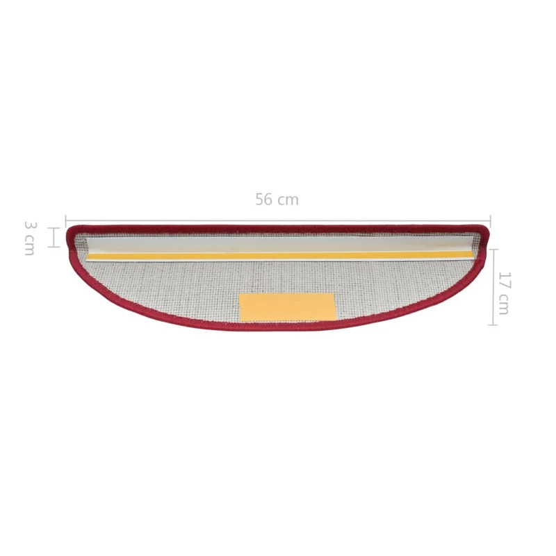 Tapis d'escalier 15 pièces Rouge bordeaux 56 x 17 x 3 cm DEC023549