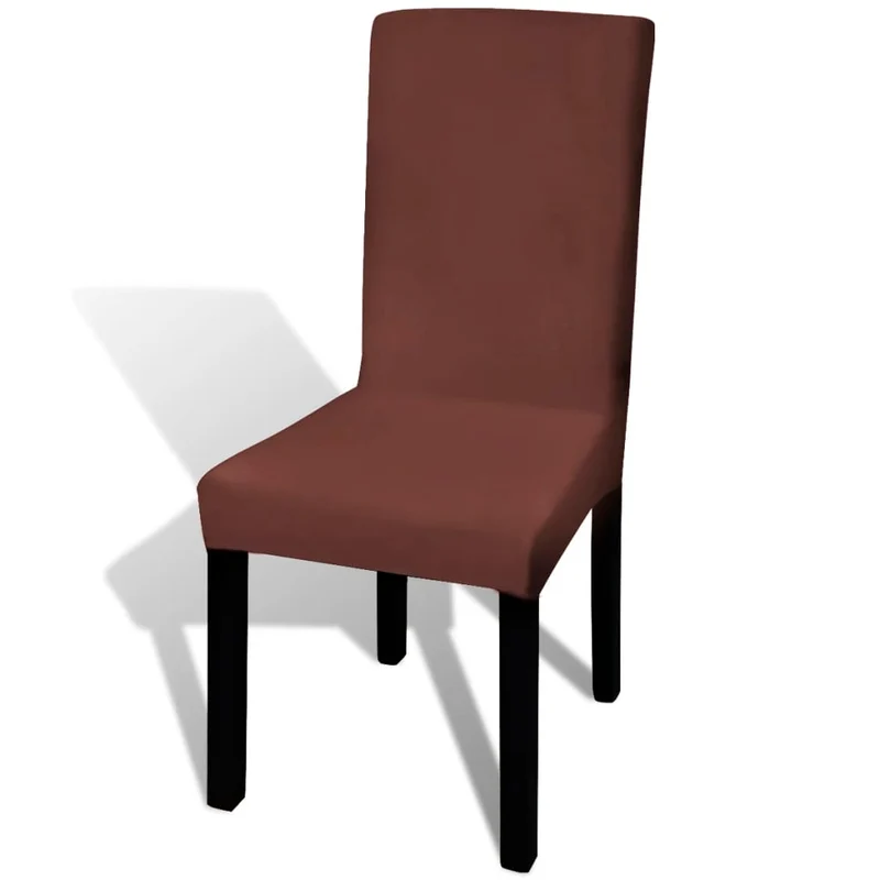 Housse de chaise droite extensible 6 pcs marron DEC022372