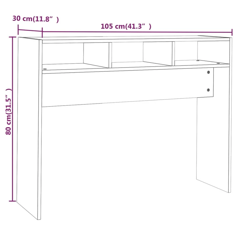 Table console d'entrée fonctionnel et stylé avec compartiments de rangement 105 x 30 x 80 cm bois d'ingénierie blanc DEC031686