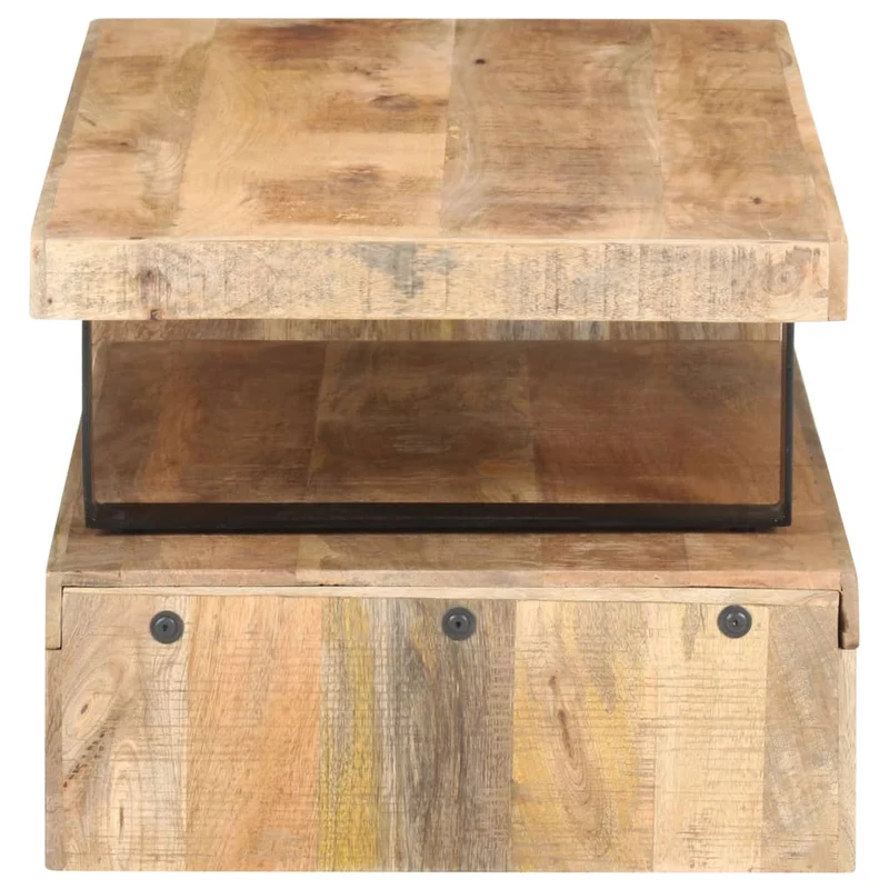 Ensemble de deux table basse en bois de manguier et fer DEC031238