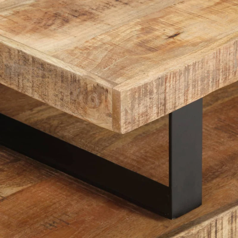 Ensemble de deux table basse en bois de manguier et fer DEC031238