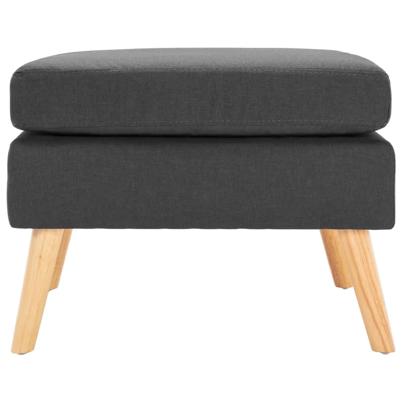 Repose-pieds tabouret en tissu gris et bois de pin DEC030345