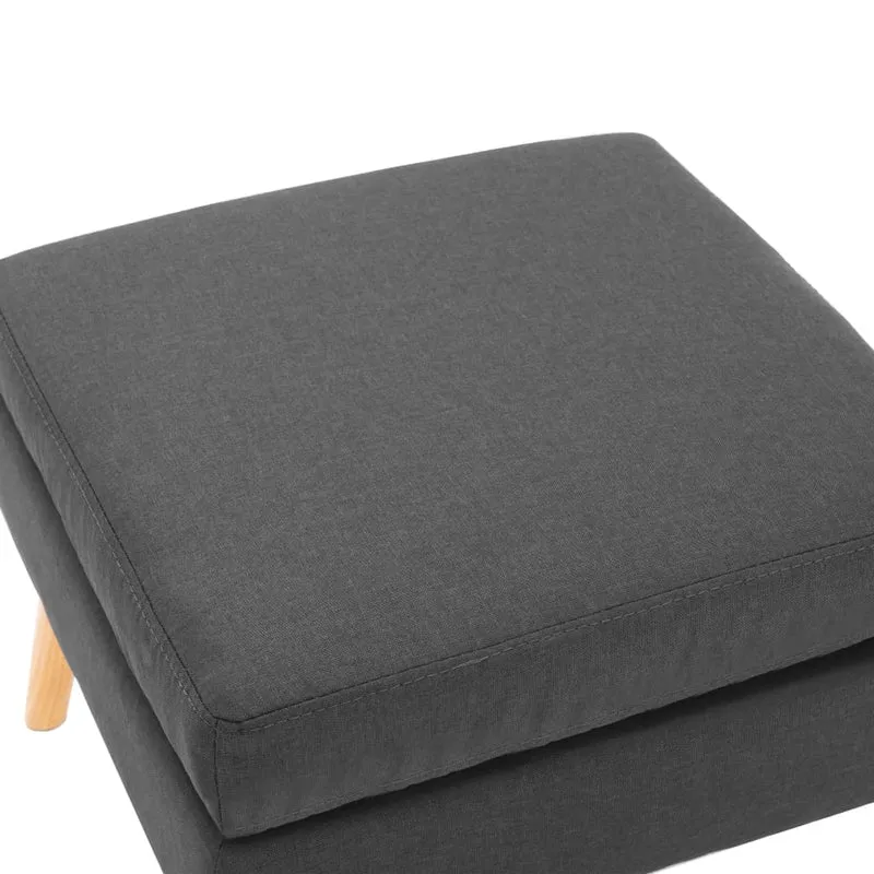 Repose-pieds tabouret en tissu gris et bois de pin DEC030345