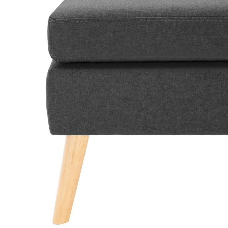 Repose-pieds tabouret en tissu gris et bois de pin DEC030345