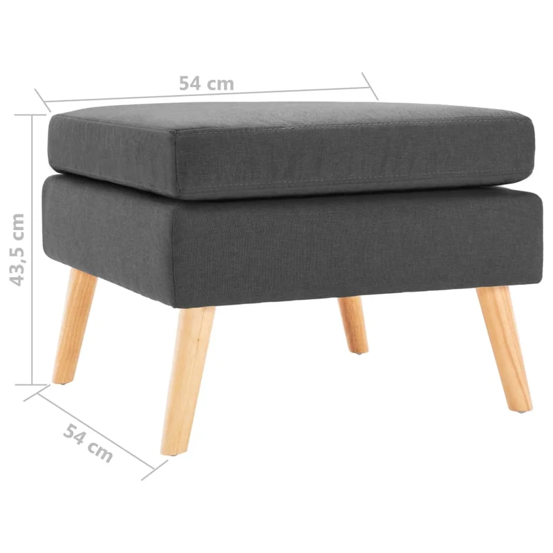 Repose-pieds tabouret en tissu gris et bois de pin DEC030345