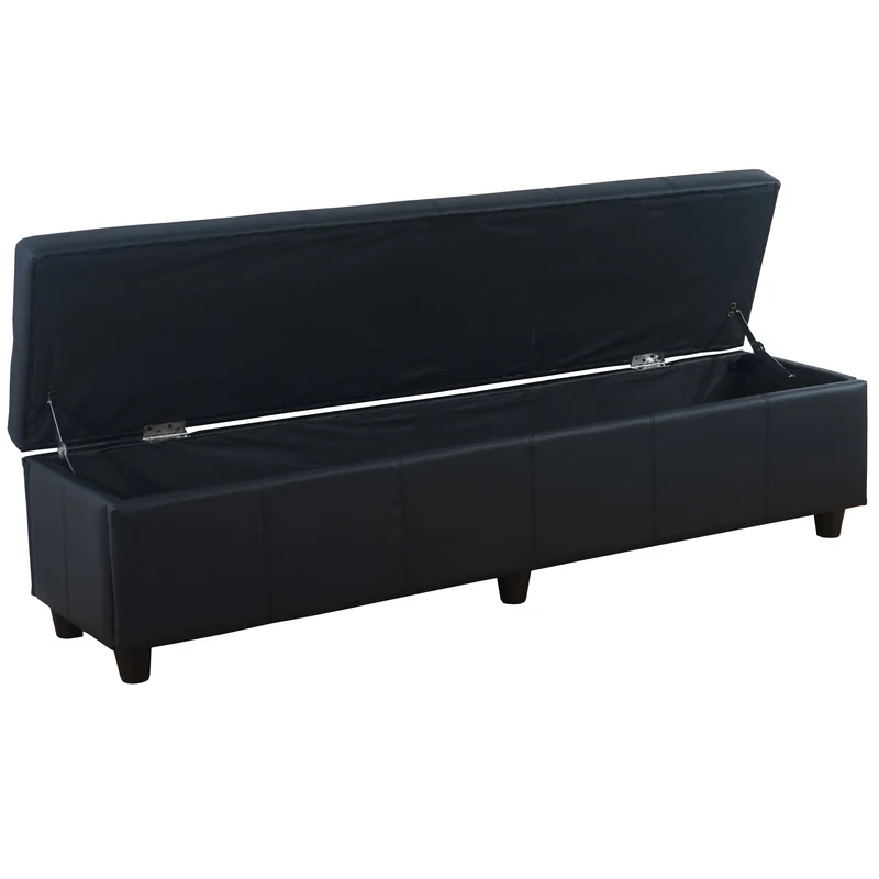 Banc banquette avec compartiment de rangement 180x45x45 cm en PVC noir mat 04_0005814