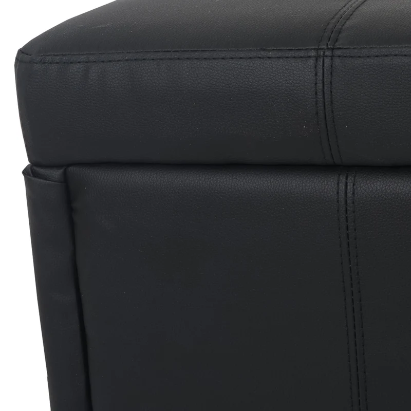 Banc banquette avec compartiment de rangement 180x45x45 cm en PVC noir mat 04_0005814