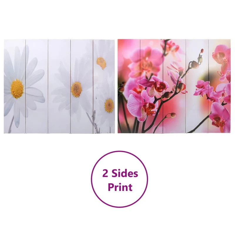 Paravent séparateur de pièce cloison pliable 200 x 170 cm motif fleur multicolore DEC031170