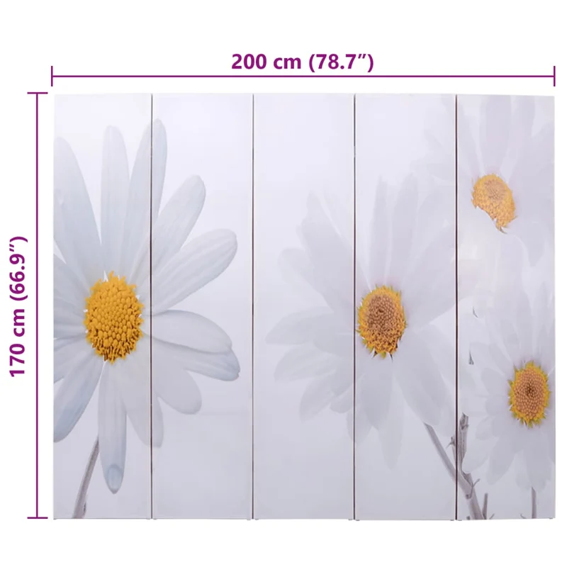 Paravent séparateur de pièce cloison pliable 200 x 170 cm motif fleur multicolore DEC031170
