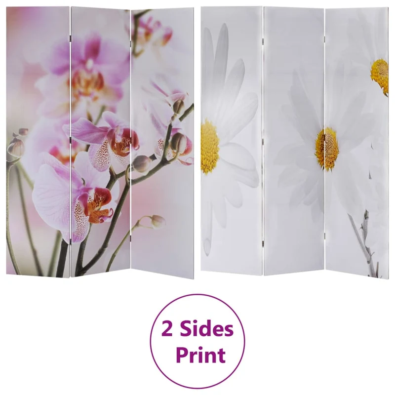 Paravent séparateur de pièce cloison pliable 120 x 170 cm motif fleur multicolore DEC031166