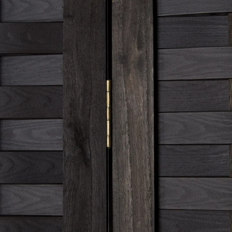 Paravent en 3 panneaux séparateur de pièce en bois noir 175x132 cm PAR06081