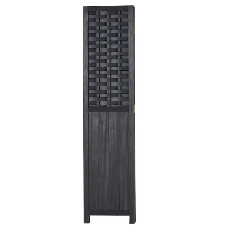 Paravent en 3 panneaux séparateur de pièce en bois noir 175x132 cm PAR06081