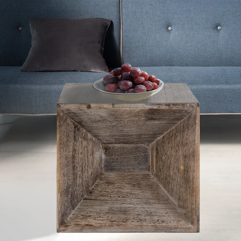 Tabouret table d'appoint cube table de chevet table basse en bois gris 38x40x40cm TABA06014