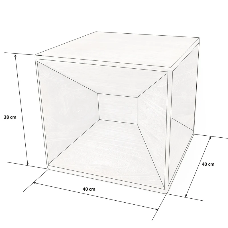 Tabouret table d'appoint cube table de chevet table basse en bois gris 38x40x40cm TABA06014