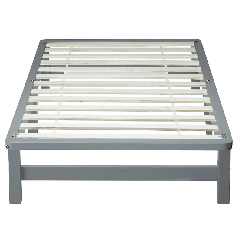 Lit palette avec sommier à lattes 90x200 cm en bois massif gris LIT06223