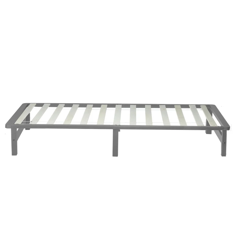Lit palette avec sommier à lattes 90x200 cm en bois massif gris LIT06223