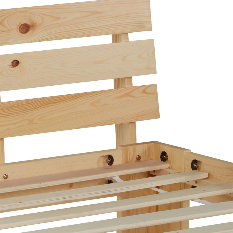 Lit simple en bois de pin 90x200 avec sommier à lattes et tiroir de rangement LIT06230