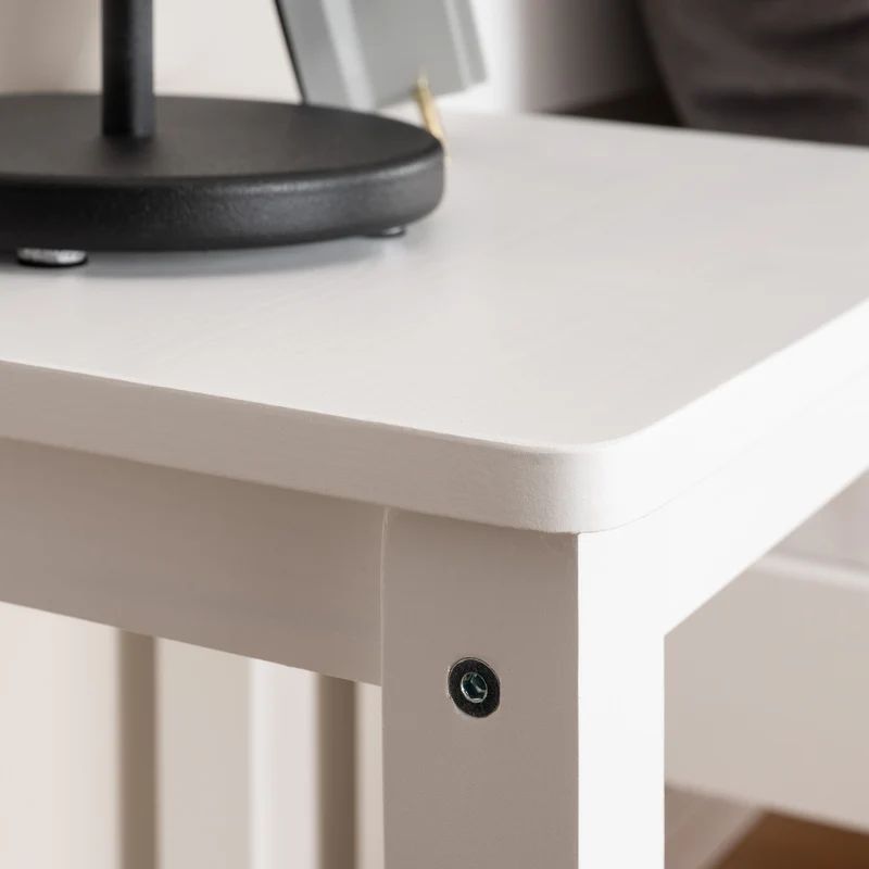 Lot de 2 tables de chevet tabourets modernes et intemporels en bois blanc MOC06021