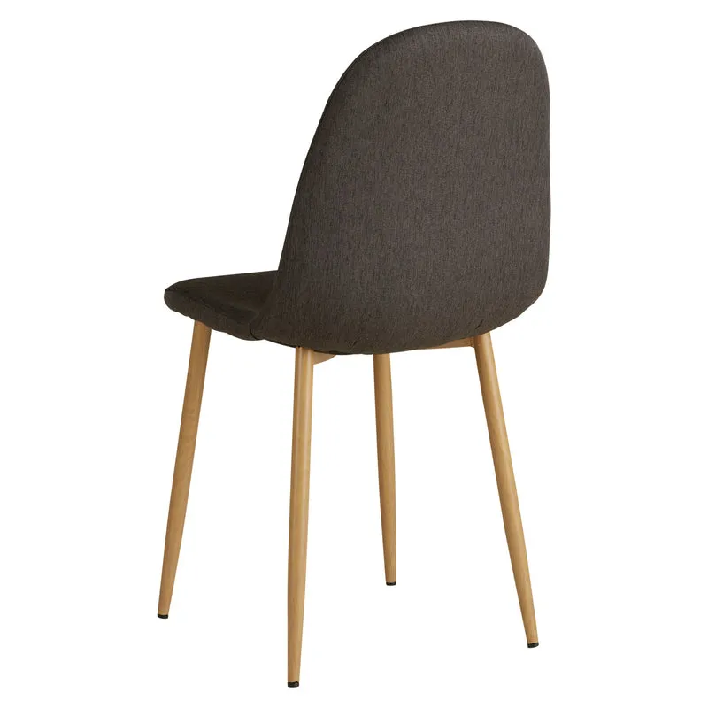Chaise de salle à manger cuisine confortable et moderne en tissu anthracite pieds métal aspect bois CDS06003