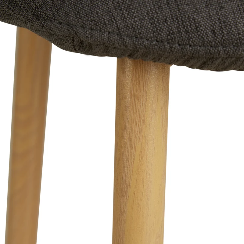 Chaise de salle à manger cuisine confortable et moderne en tissu anthracite pieds métal aspect bois CDS06003