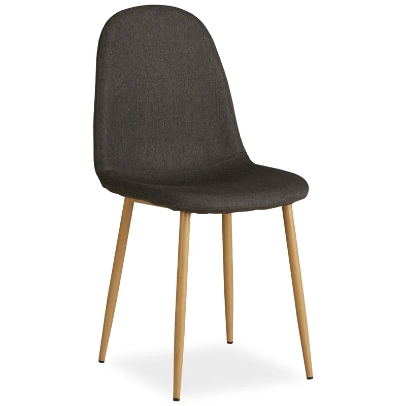 Lot de 2 chaises de salle à manger cuisine confortable et moderne en tissu anthracite pieds métal aspect bois CDS06103