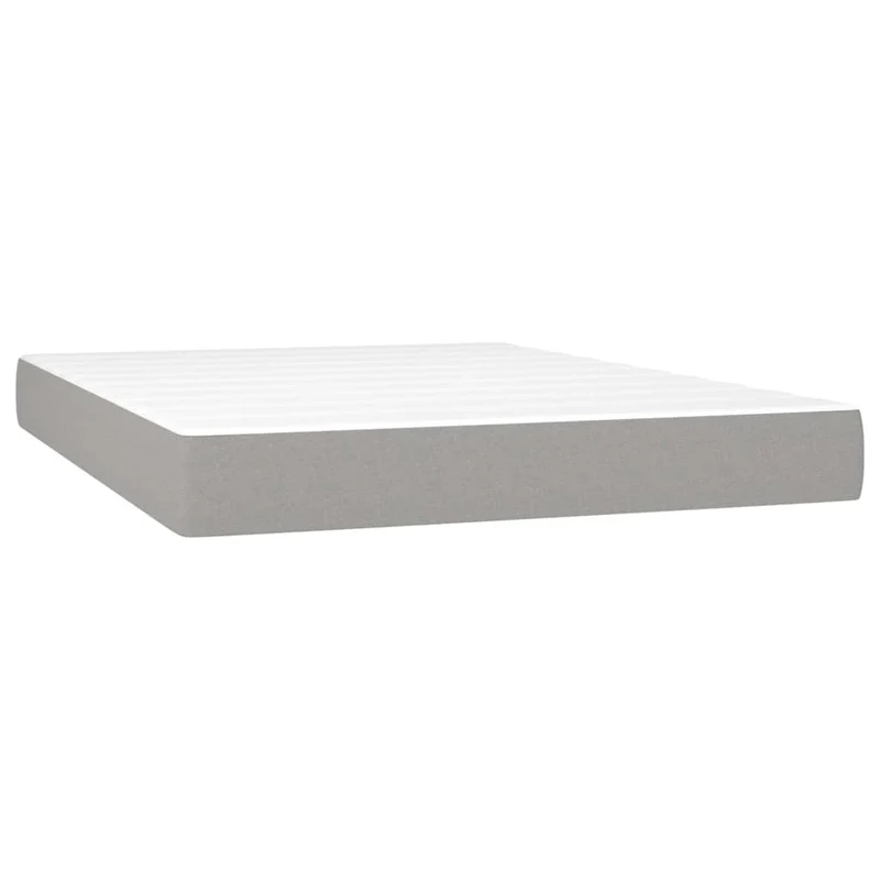 Cadre de lit LED avec sommier tête de lit matelas 140x200 cm tissu gris clair TDL0208542