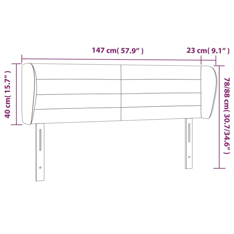 Tête de lit accessoire couchage chambre à coucher meuble avec rebord latéral 147 x 23 x 78/88 cm tissu gris clair TDL0205238