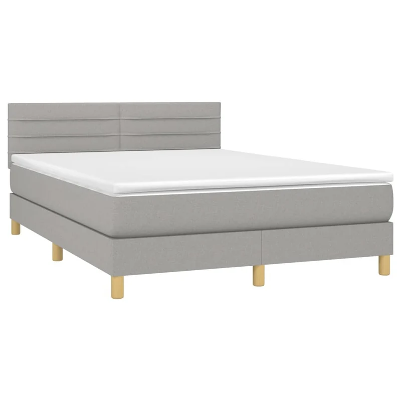 Cadre de lit LED avec sommier tête de lit matelas 140x200 cm tissu gris clair TDL0208526