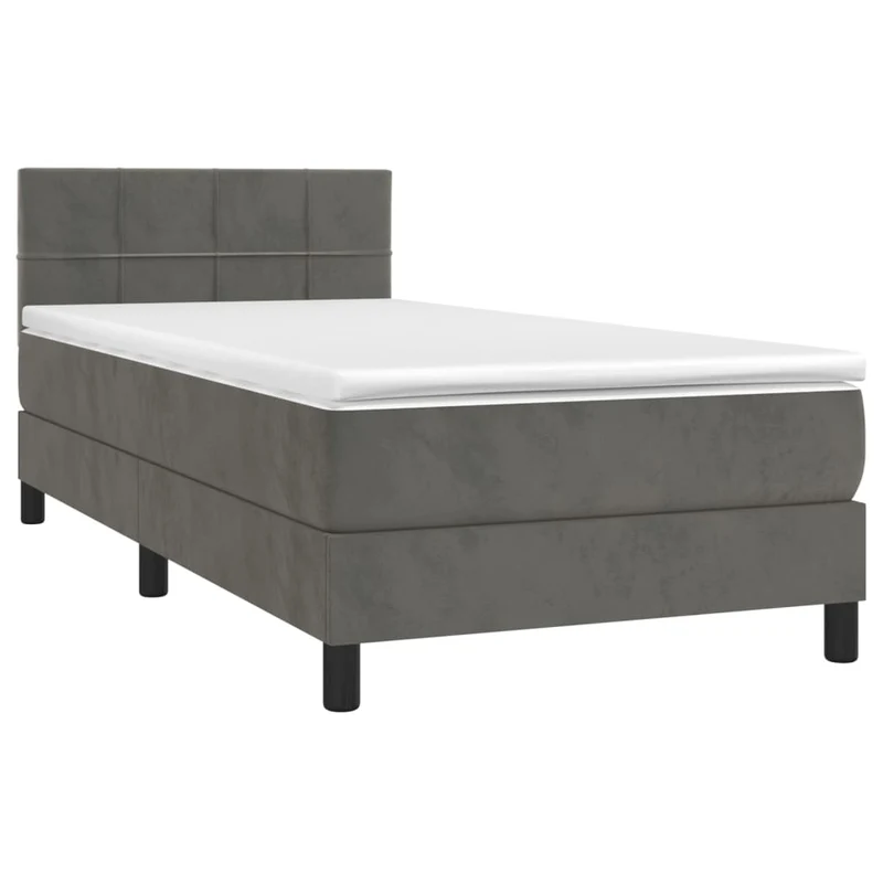 Cadre de lit LED avec sommier tête de lit matelas 90x190cm tissu velours gris foncé TDL0208265