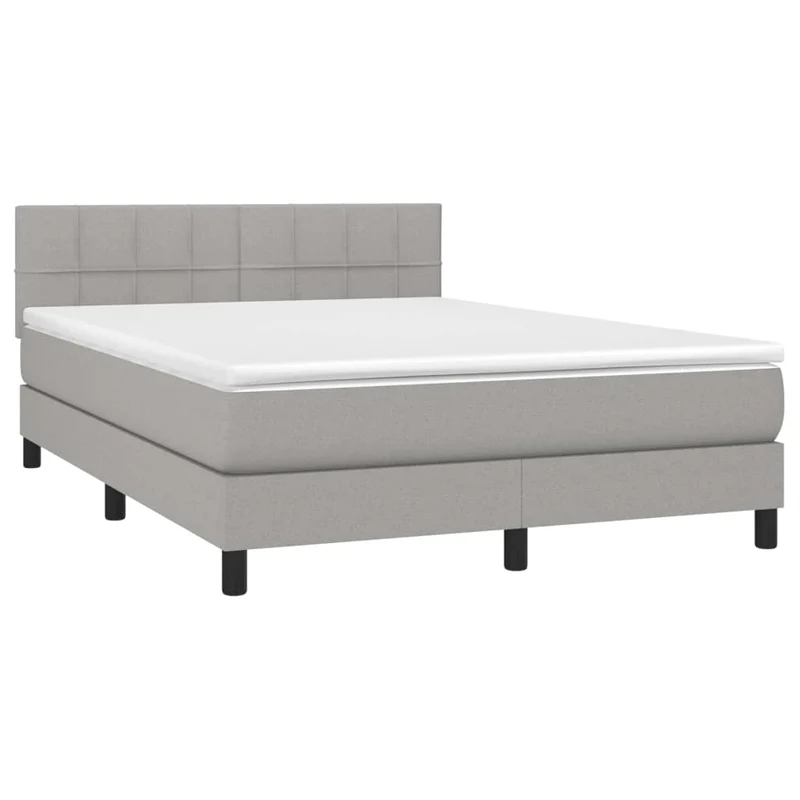 Cadre de lit LED avec sommier tête de lit matelas 140x200 cm tissu gris clair TDL0208520