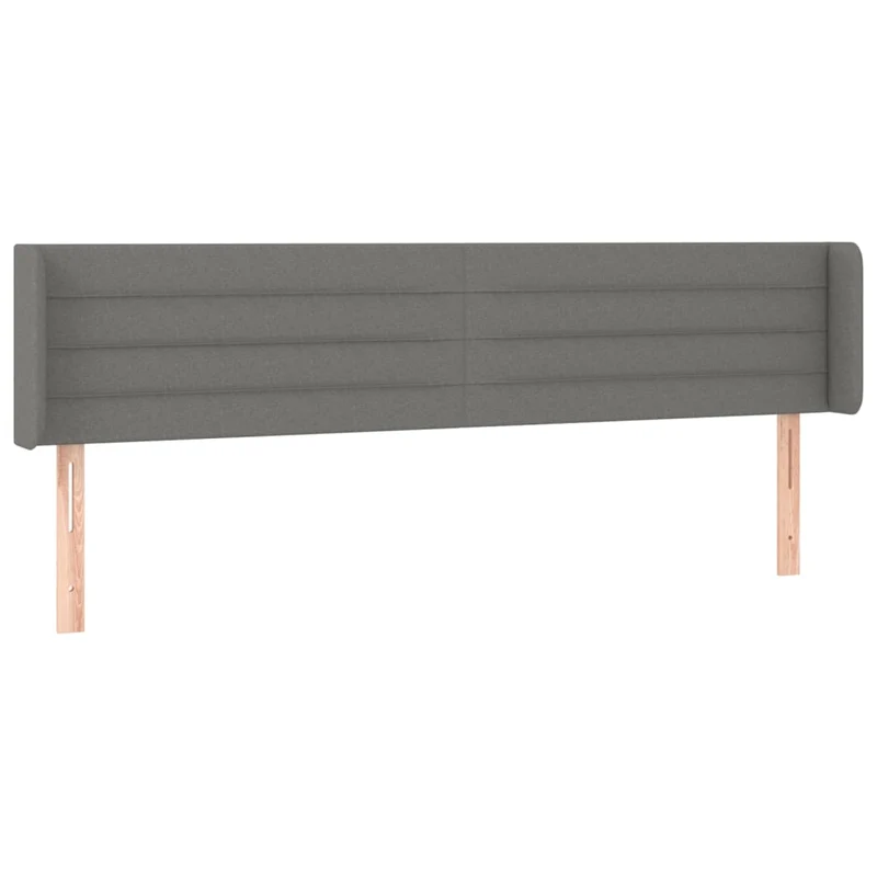 Tête de lit accessoire couchage chambre à coucher meuble avec rebord latéral 183 x 16 x 78/88 cm tissu gris foncé TDL0204966