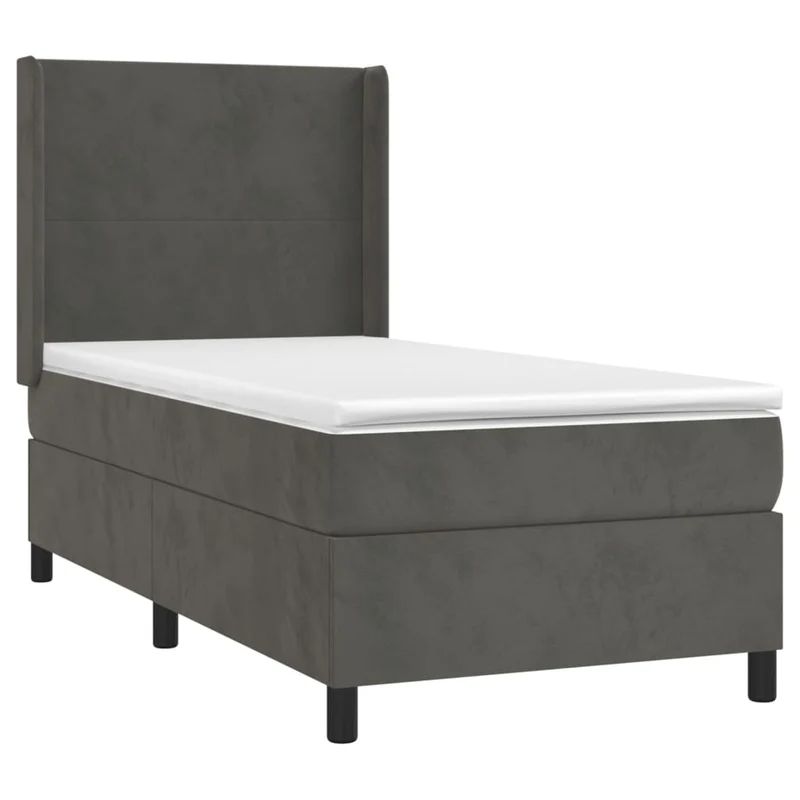 Cadre de lit LED avec sommier tête de lit matelas 90x200cm tissu velours gris foncé TDL0208255