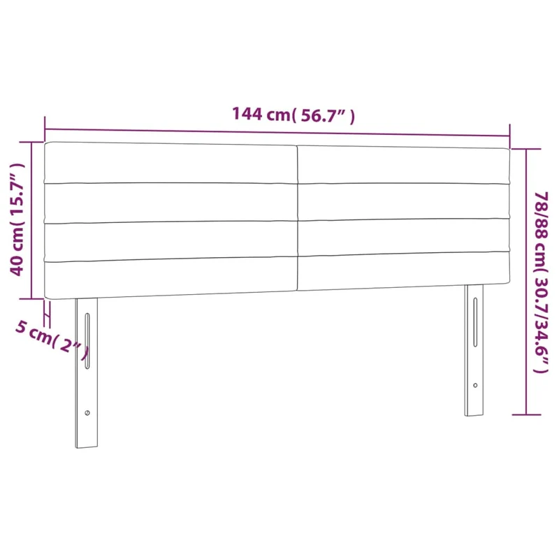 Tête de lit accessoire couchage chambre à coucher meuble à LED 144 x 5 x 78/88 cm tissu velours gris clair TDL0201394