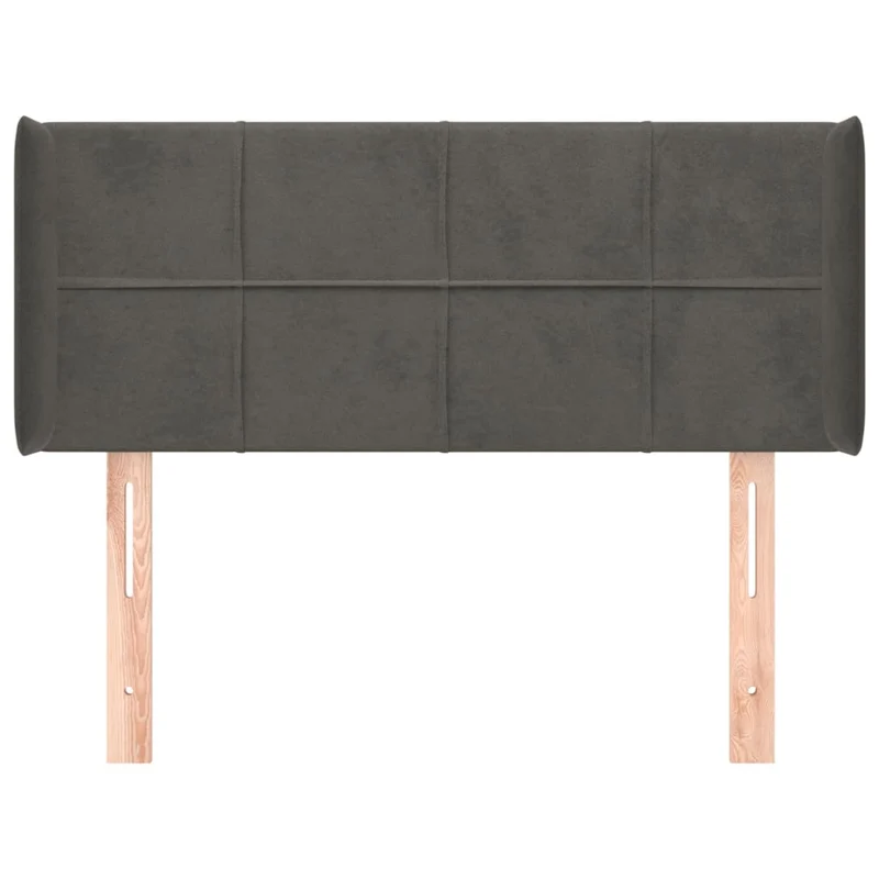 Tête de lit accessoire couchage chambre à coucher meuble avec rebord latéral 93 x 16 x 78/88 cm tissu velours gris foncé TDL0204861