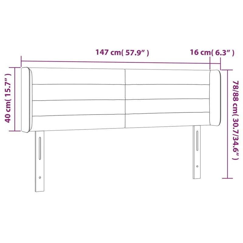 Tête de lit accessoire couchage chambre à coucher meuble à LED 147 x 16 x 78/88 cm tissu velours gris clair TDL0201371
