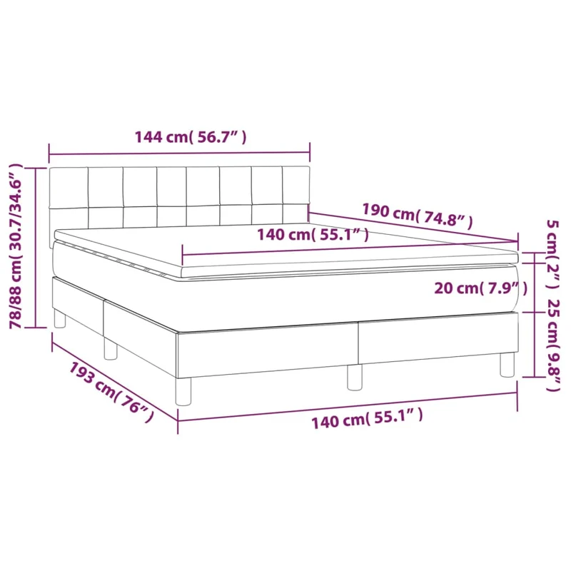 Cadre de lit LED avec sommier tête de lit matelas 140x190 cm tissu gris clair TDL0208550
