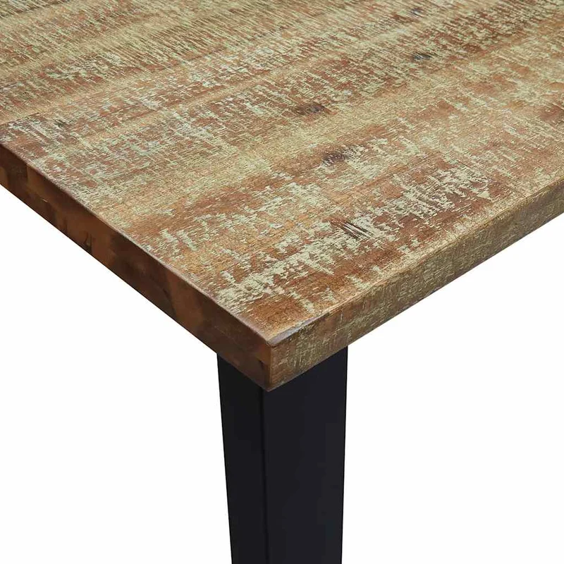 Table de salle à manger design rustique industriel 200 x 90 x 75 cm bois d'acacia et acier DEC036743