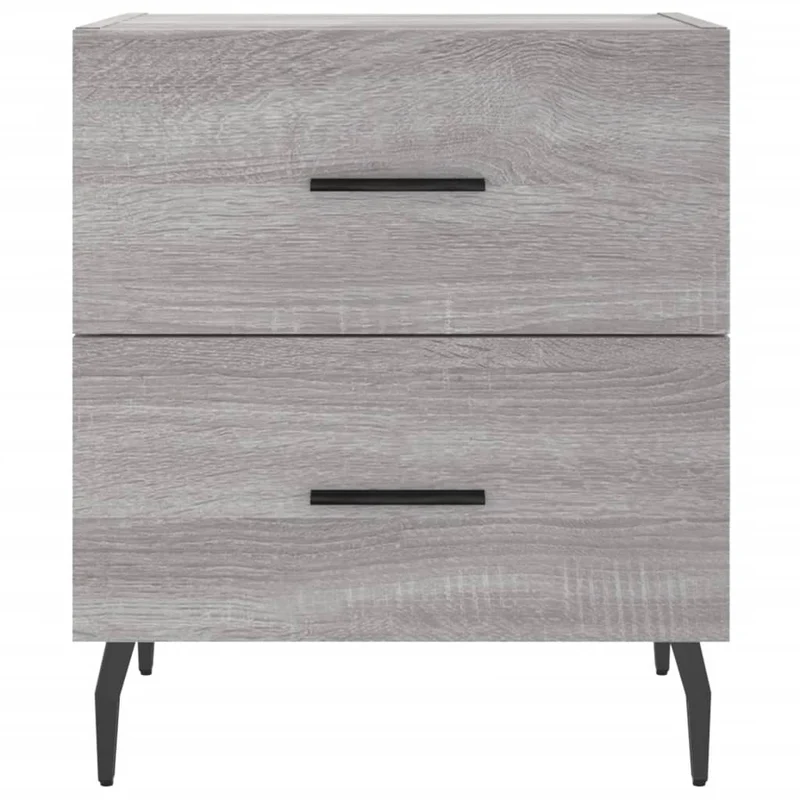 Table de chevet avec tiroirs 40 x 35 x 47,5 cm bois d’ingénierie gris et fer DEC034613