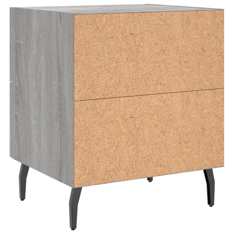Table de chevet avec tiroirs 40 x 35 x 47,5 cm bois d’ingénierie gris et fer DEC034613