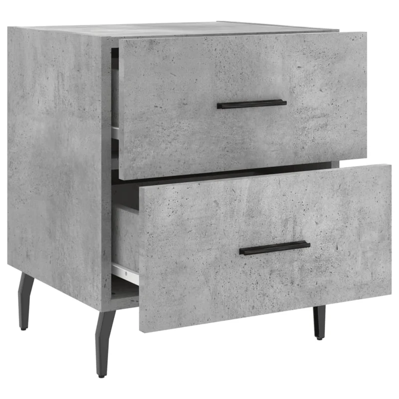 Table de chevet avec tiroirs 40 x 35 x 47,5 cm bois d’ingénierie gris et fer DEC033986