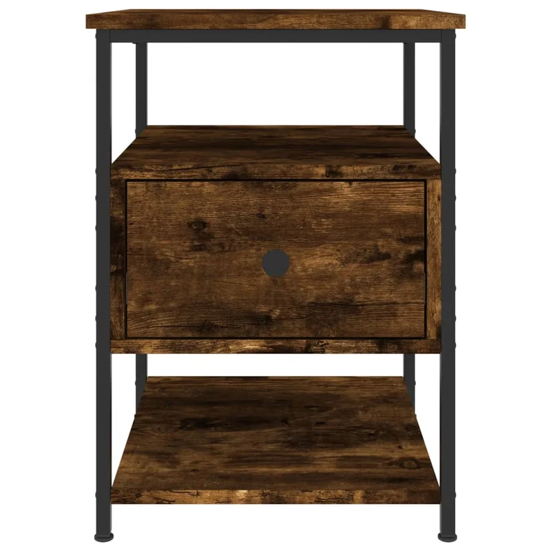 Table de chevet avec tiroir 40 x 42 x 56 cm bois d'ingénierie marron et fer DEC033639