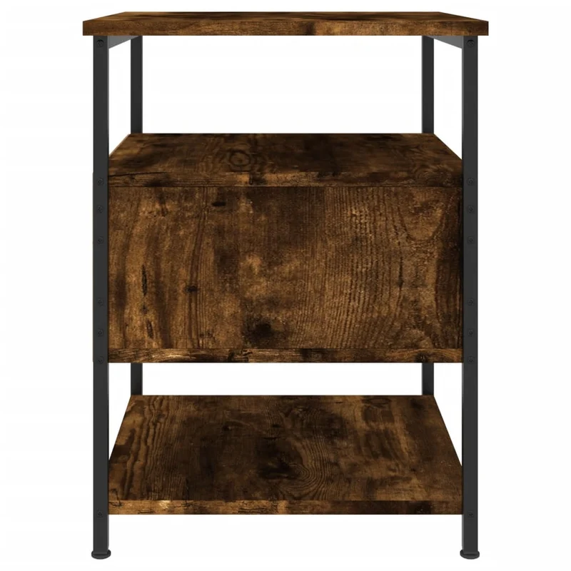 Table de chevet avec tiroir 40 x 42 x 56 cm bois d'ingénierie marron et fer DEC033639