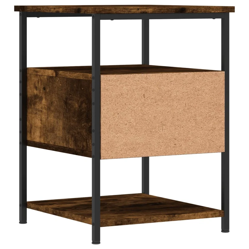 Table de chevet avec tiroir 40 x 42 x 56 cm bois d'ingénierie marron et fer DEC033639