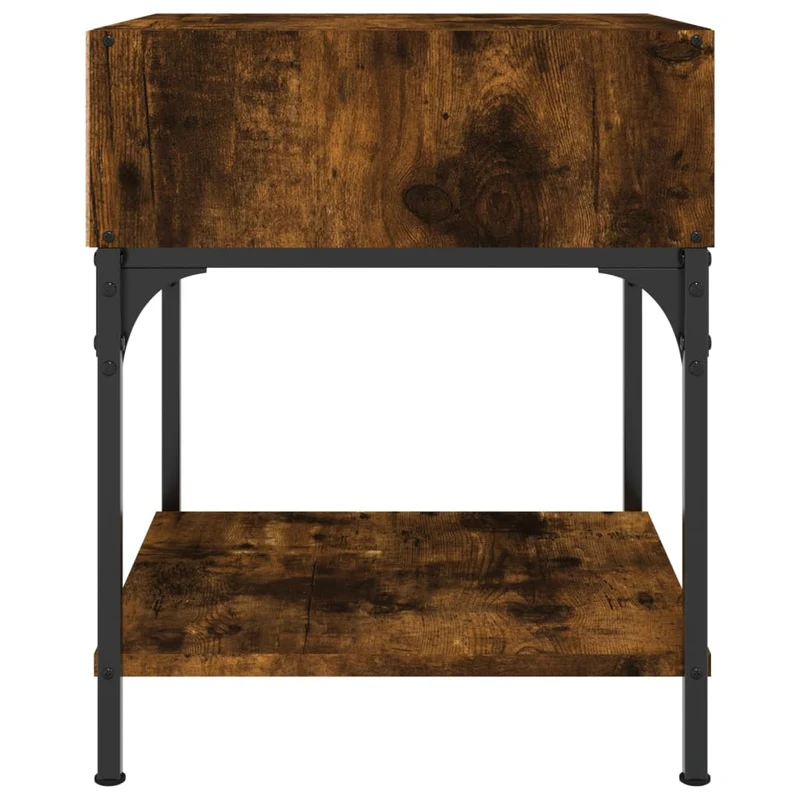 Table de chevet avec étagère et compartiment ouvert 40 x 41 x 50 cm bois d'ingénierie marron et fer DEC033633